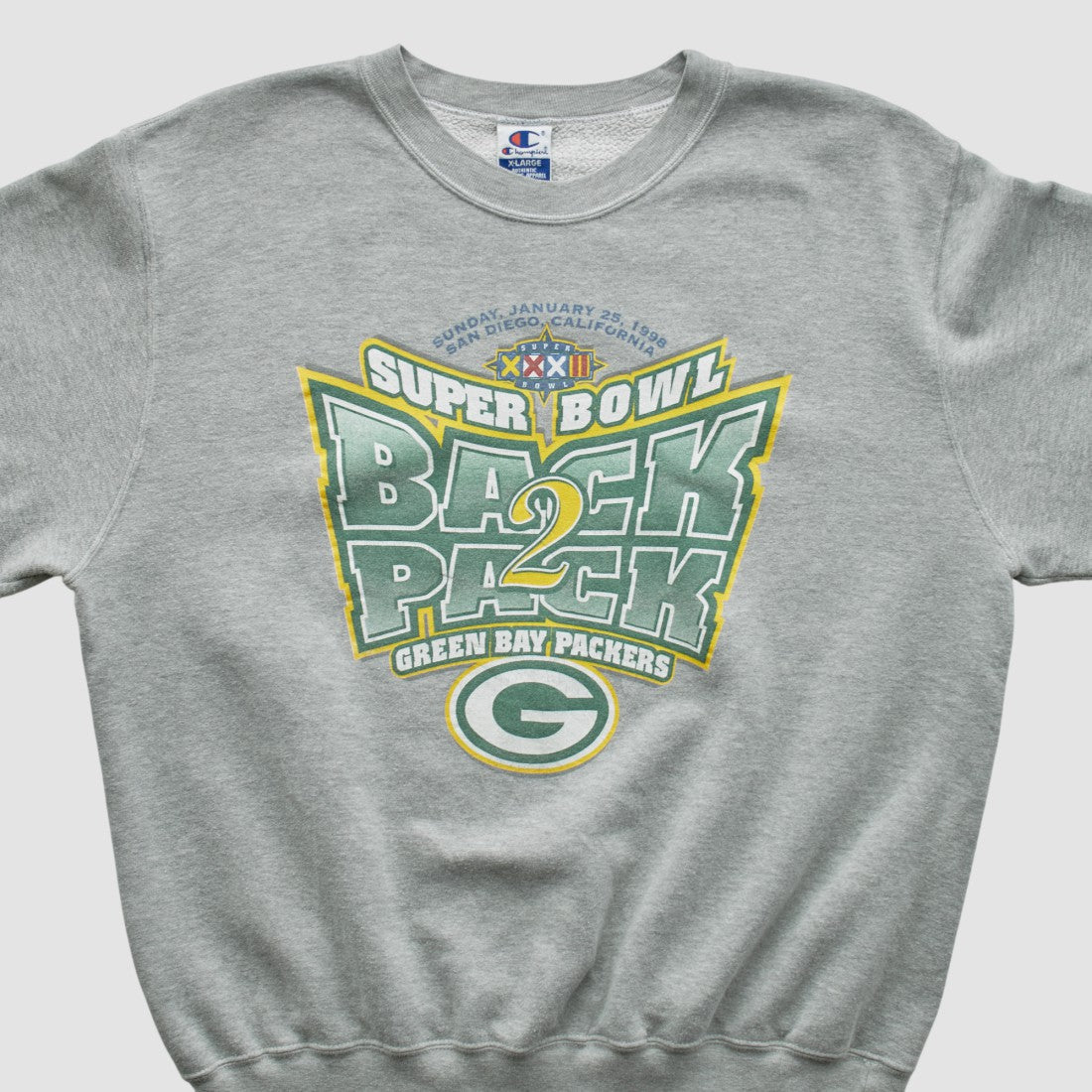 Green Bay Packers Champion 1998 Pullover Sweatshirt Heather Gray Vintage