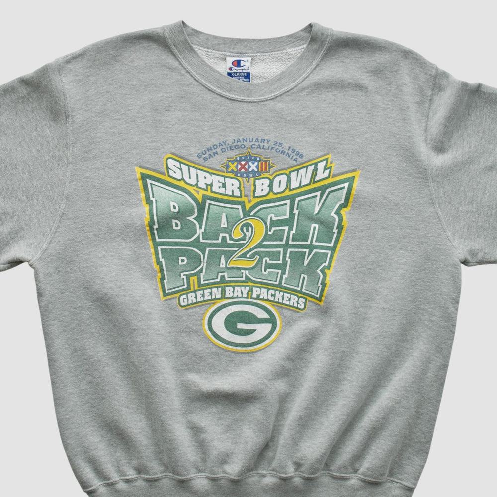 Green Bay Packers Champion 1998 Pullover Sweatshirt Heather Gray Vintage