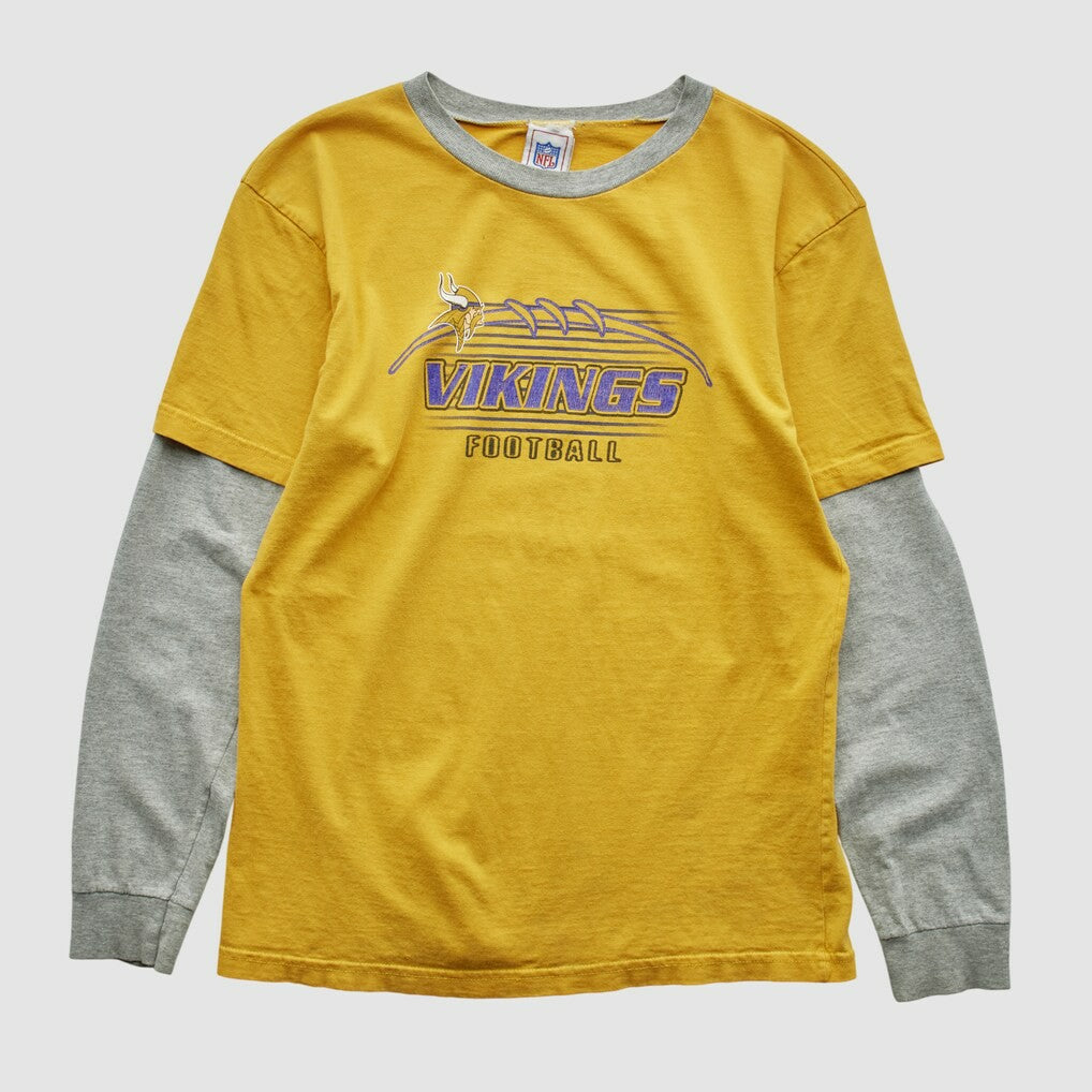Minnesota Vikings NFL 2000s Long Sleeve T-shirt Yellow Yth L Real Vintage