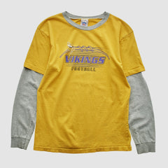 Minnesota Vikings NFL 2000s Long Sleeve T-shirt Yellow Yth L Real Vintage