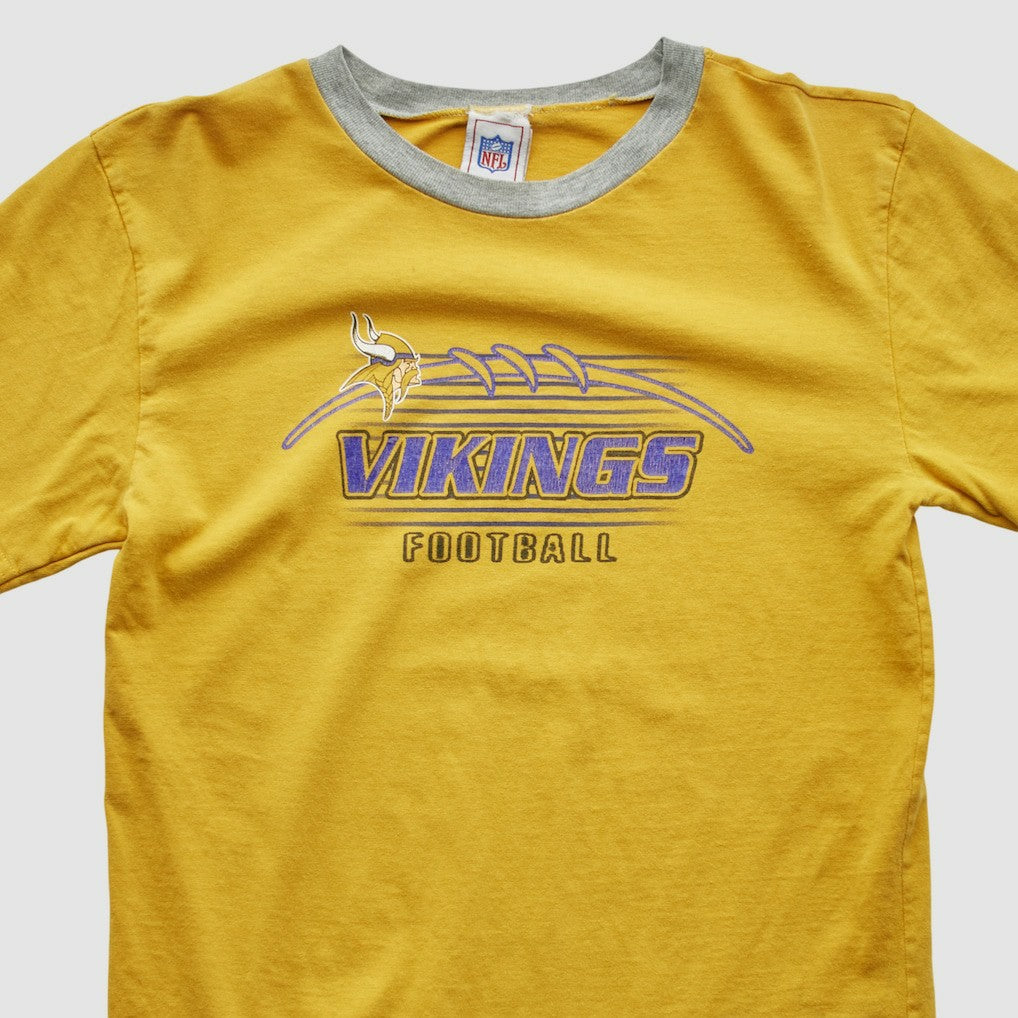 Minnesota Vikings NFL 2000s Long Sleeve T-shirt Yellow Yth L Real Vintage