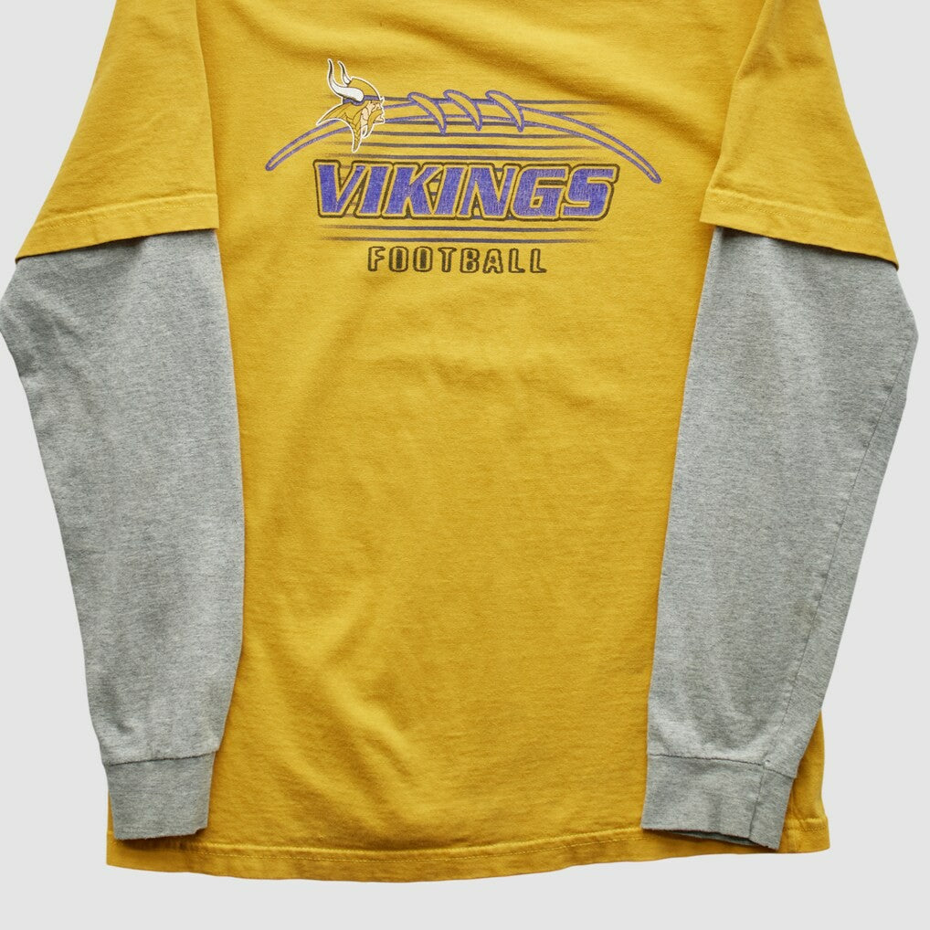 Minnesota Vikings NFL 2000s Long Sleeve T-shirt Yellow Yth L Real Vintage