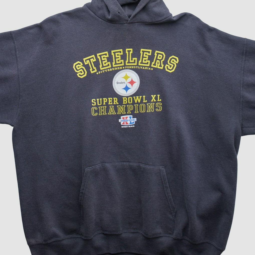 Pittsburgh Steelers 2006 Hooded Pullover Sweatshirt Black Vintage