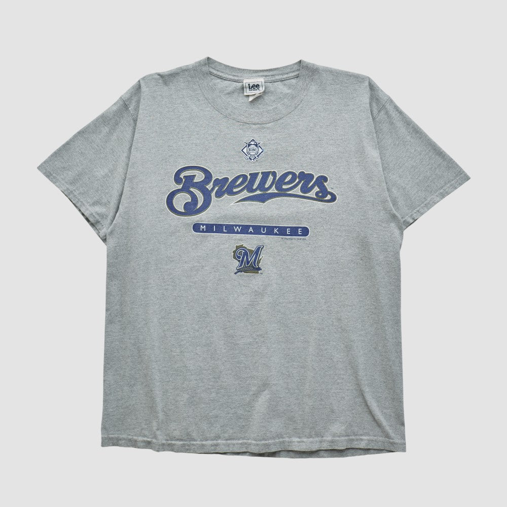 Milwaukee Brewers Lee Sport 2000s T-shirt - Heather Gray - M by Fanatics Real Vintage T-shirts
