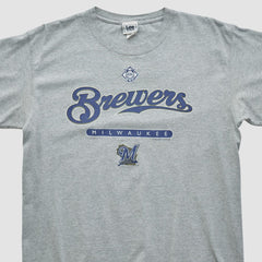 Milwaukee Brewers Lee Sport 2000s T-shirt - Heather Gray - M by Fanatics Real Vintage T-shirts