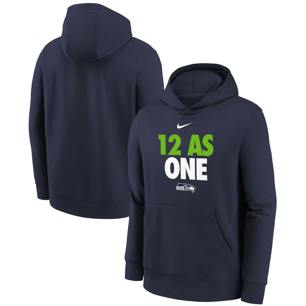 Seattle Seahawks Youth 12 As One Fleece Hoodie College Navy