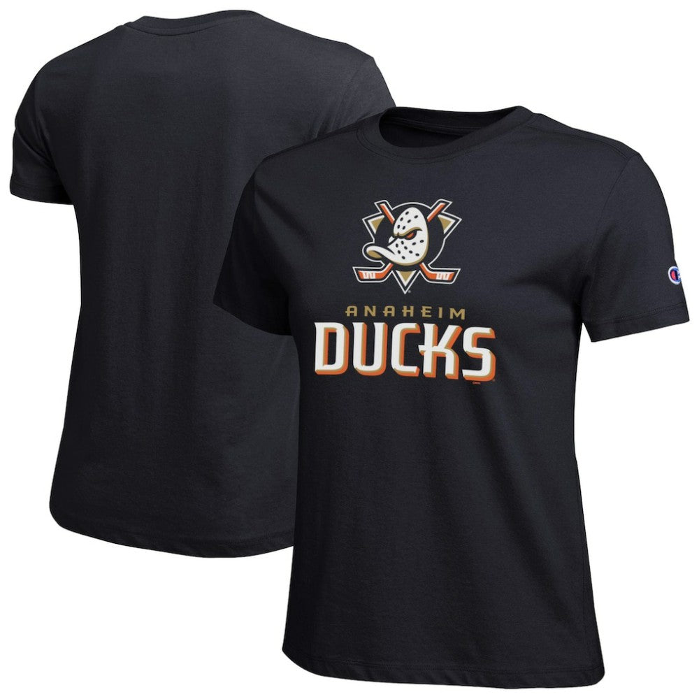 NHL Anaheim Ducks Champion Women's Wordmark Lockup T-Shirt - Black