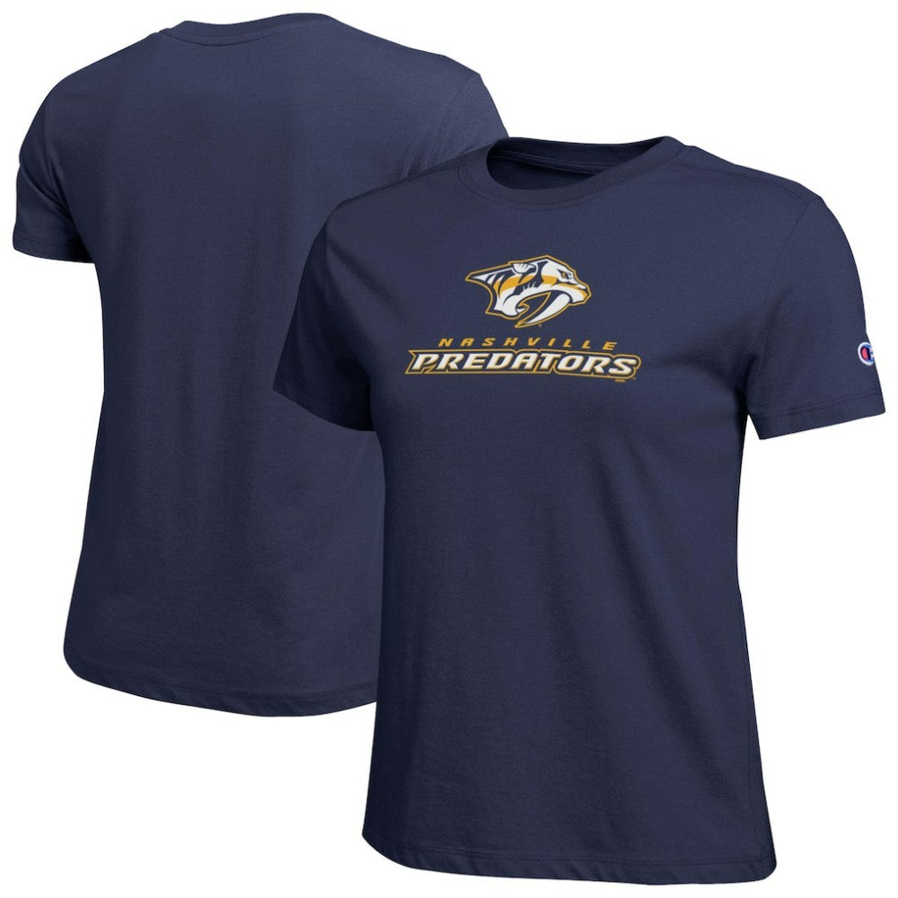 NHL Nashville Predators Champion Women's Wordmark Lockup T-Shirt - Navy
