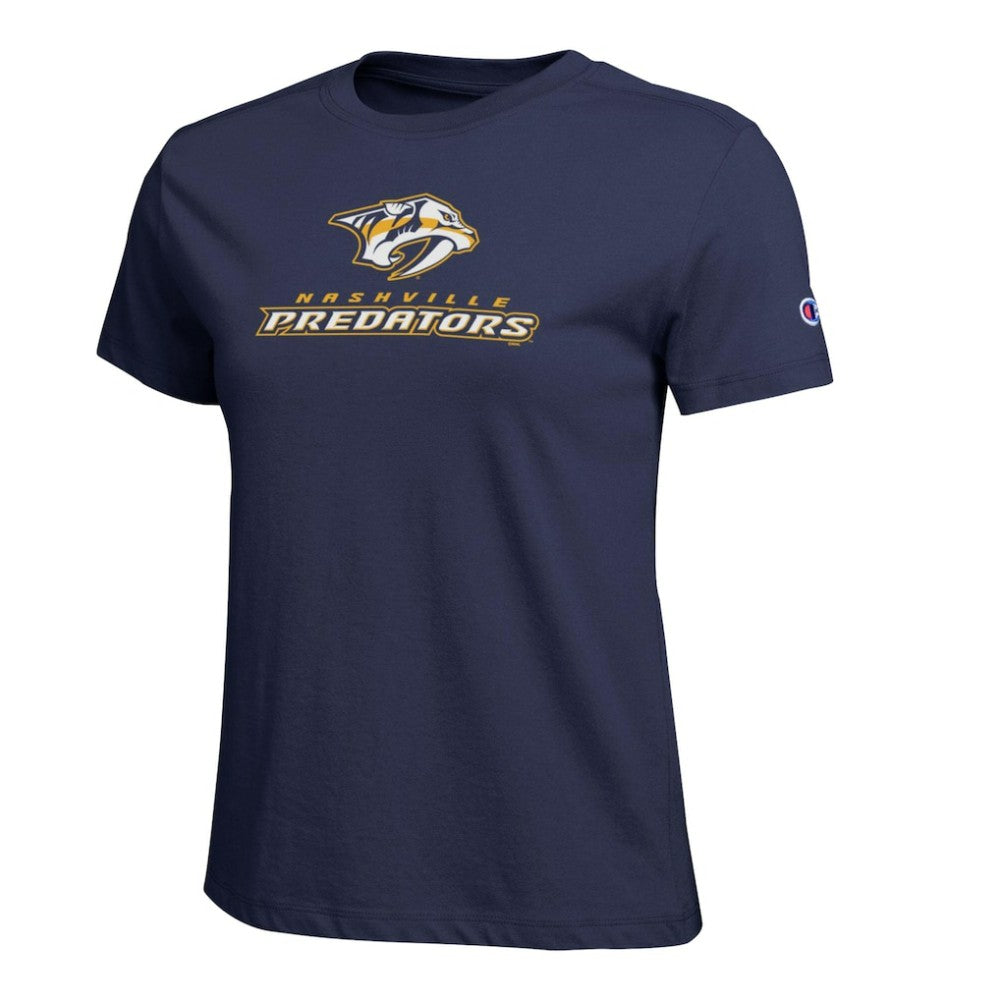 NHL Nashville Predators Champion Women's Wordmark Lockup T-Shirt - Navy