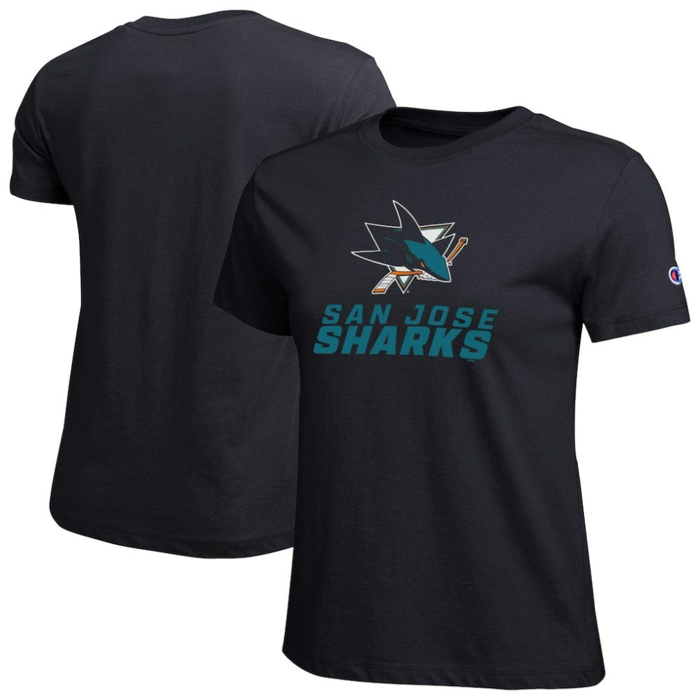 NHL San Jose Sharks Champion Women's Wordmark Lockup T-Shirt - Black