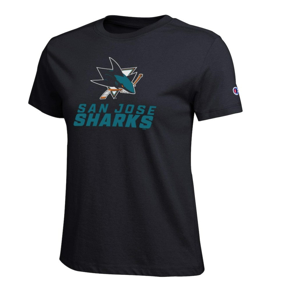 NHL San Jose Sharks Champion Women's Wordmark Lockup T-Shirt - Black