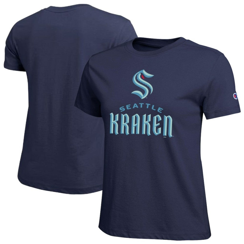NHL Seattle Kraken Champion Women's Wordmark Lockup T-Shirt - Navy