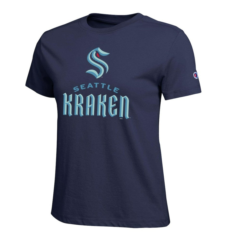 NHL Seattle Kraken Champion Women's Wordmark Lockup T-Shirt - Navy