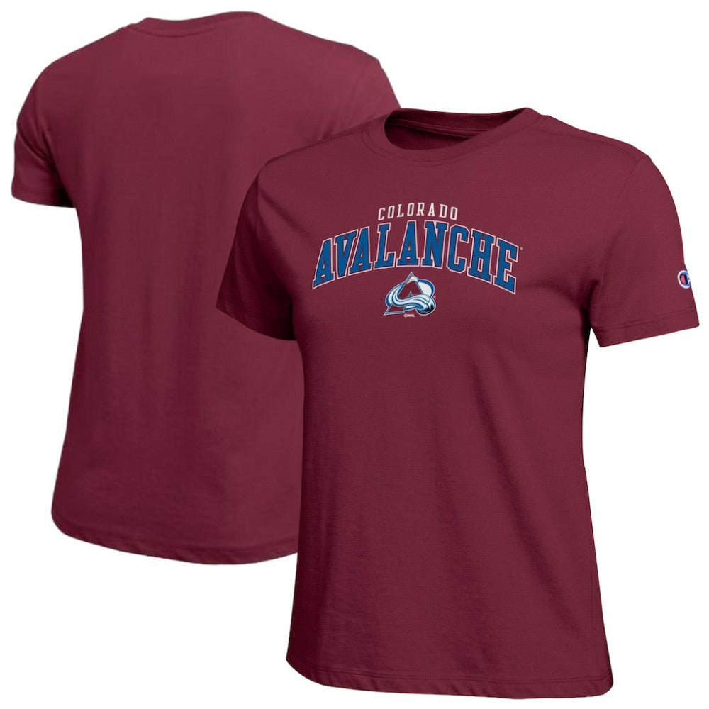 NHL Colorado Avalanche Champion Women's Arch Mascot Logo T-Shirt - Burgundy