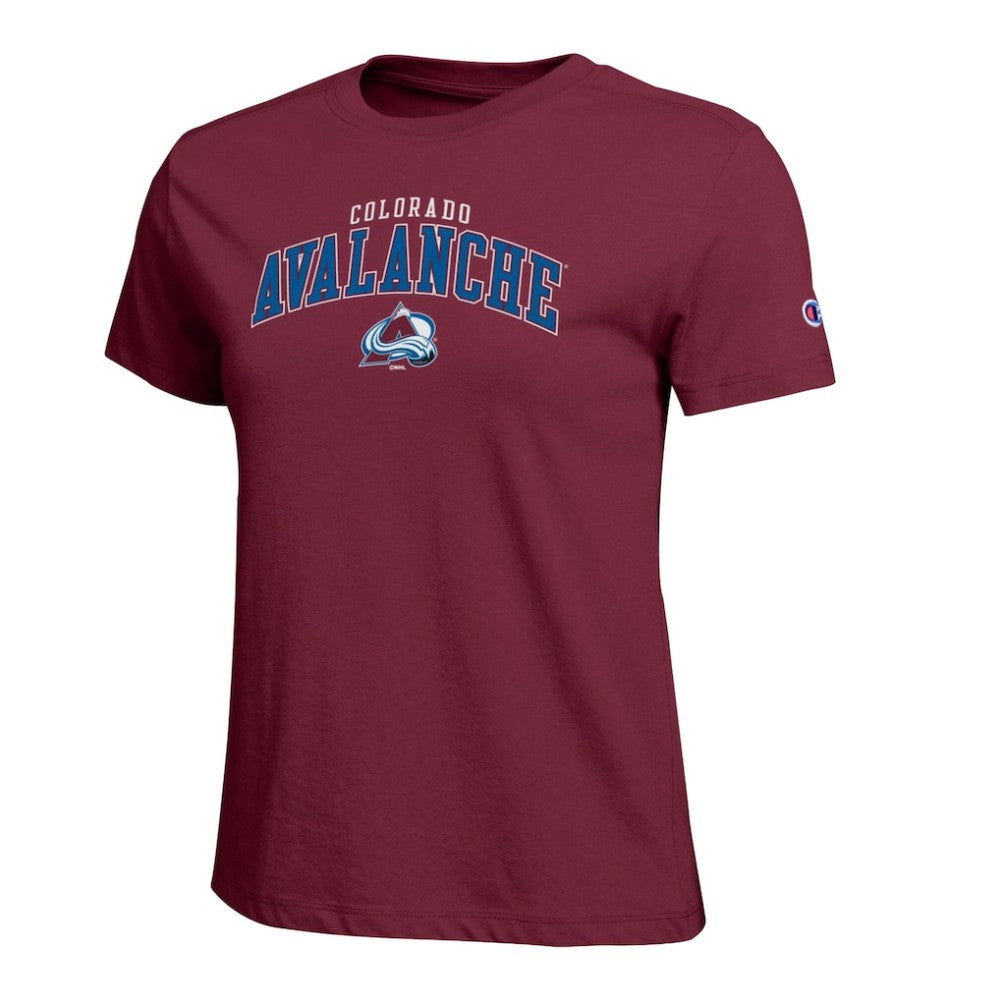 NHL Colorado Avalanche Champion Women's Arch Mascot Logo T-Shirt - Burgundy