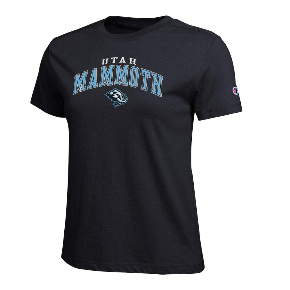 NHL Utah Mammoth Champion Women's Arch Mascot Logo T-Shirt - Black