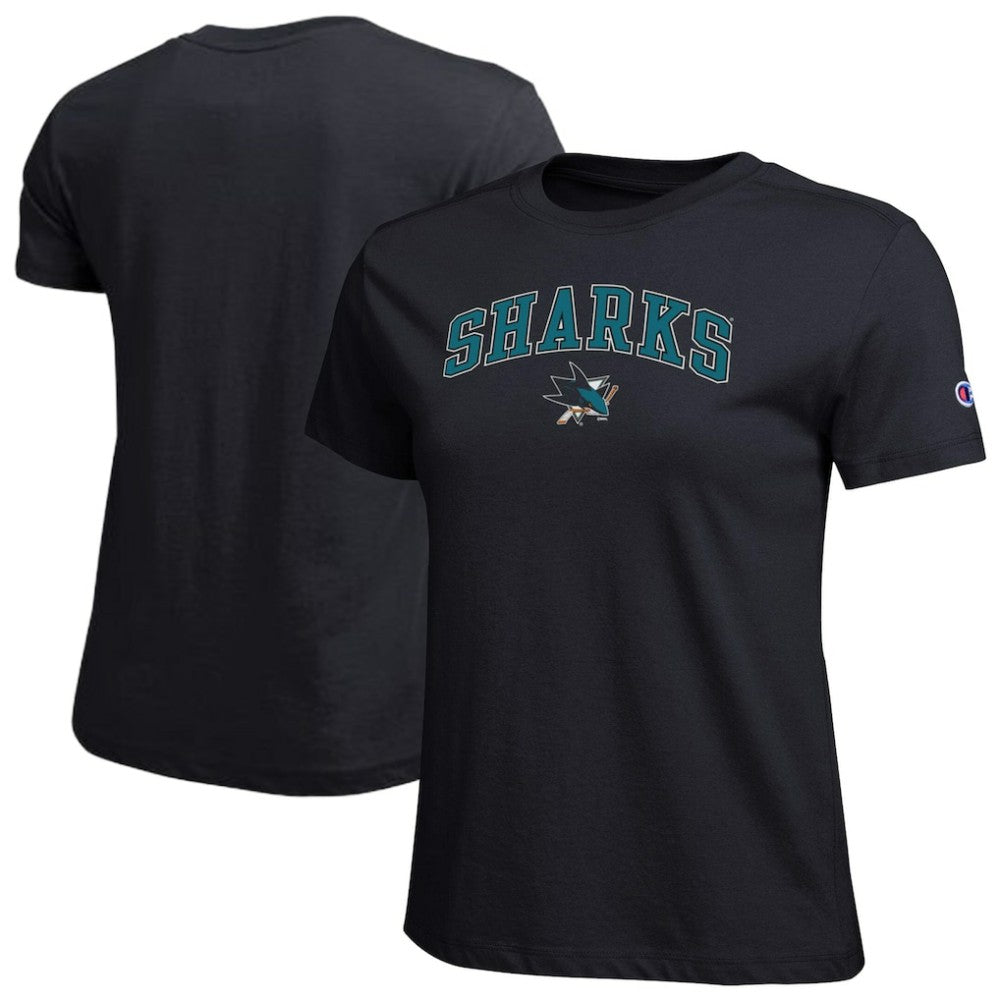 NHL San Jose Sharks Champion Women's Arch Mascot Logo T-Shirt - Black