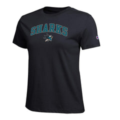 NHL San Jose Sharks Champion Women's Arch Mascot Logo T-Shirt - Black