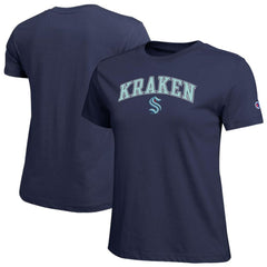 NHL Seattle Kraken Champion Women's Arch Mascot Logo T-Shirt - Navy