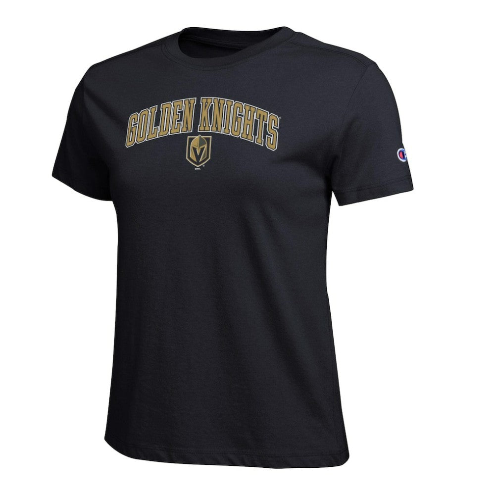 NHL Vegas Golden Knights Champion Women's Arch Mascot Logo T-Shirt - Black