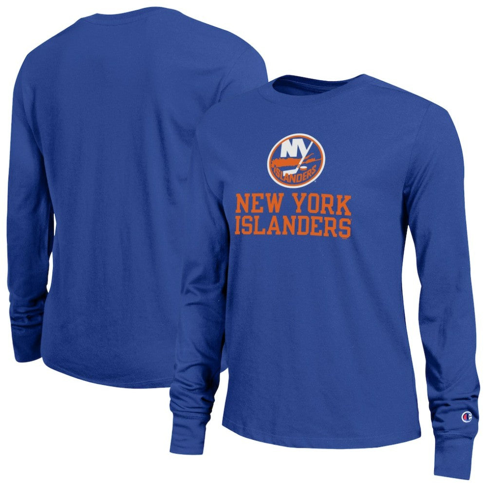 NHL New York Islanders Champion Women's Wordmark Lockup Long Sleeve T-Shirt - Royal
