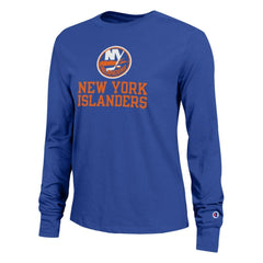 NHL New York Islanders Champion Women's Wordmark Lockup Long Sleeve T-Shirt - Royal