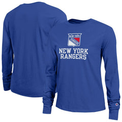 NHL New York Rangers Champion Women's Wordmark Lockup Long Sleeve T-Shirt - Royal