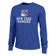 NHL New York Rangers Champion Women's Wordmark Lockup Long Sleeve T-Shirt - Royal