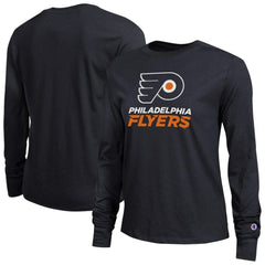 NHL Philadelphia Flyers Champion Women's Wordmark Lockup Long Sleeve T-Shirt - Black