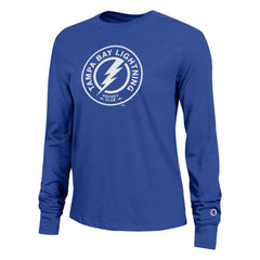 NHL Tampa Bay Lightning Champion Women's Wordmark Lockup Long Sleeve T-Shirt - Royal