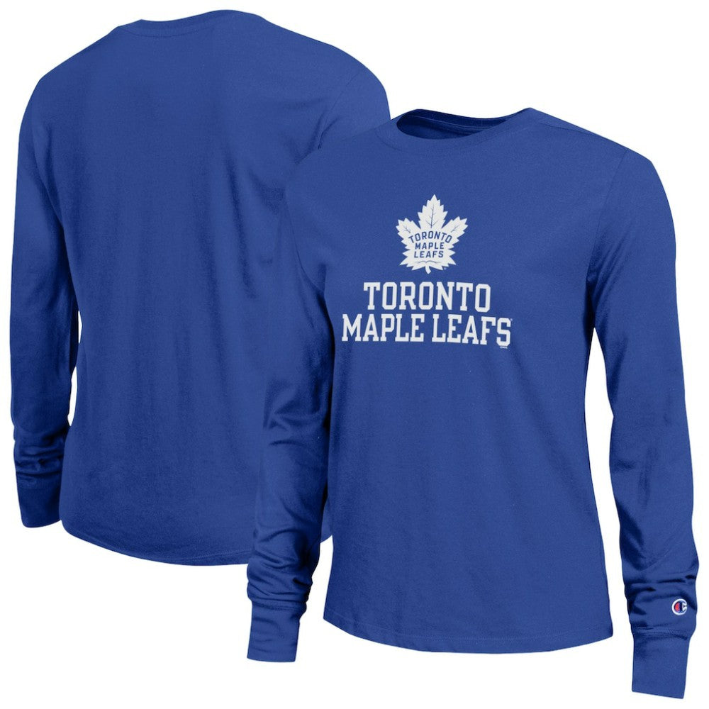 NHL Toronto Maple Leafs Champion Women's Wordmark Lockup Long Sleeve T-Shirt - Royal