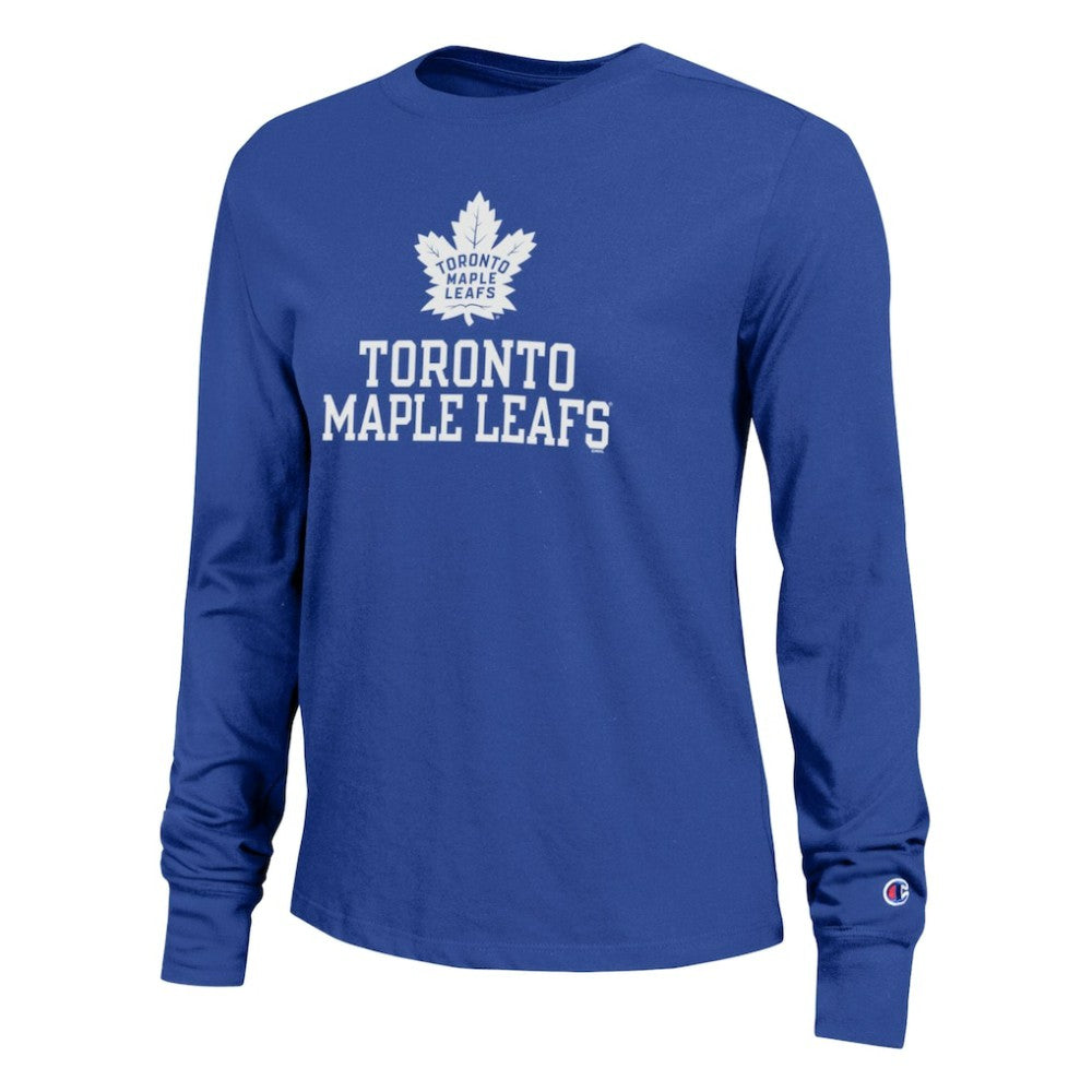 NHL Toronto Maple Leafs Champion Women's Wordmark Lockup Long Sleeve T-Shirt - Royal