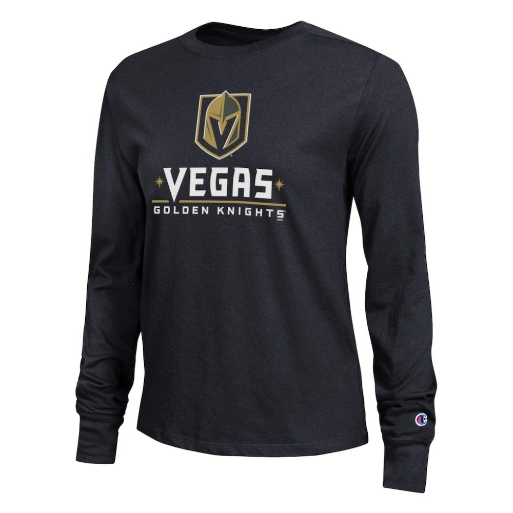 NHL Vegas Golden Knights Champion Women's Wordmark Lockup Long Sleeve T-Shirt - Black