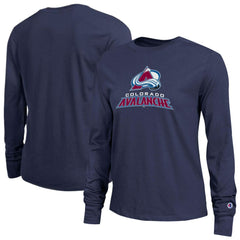 NHL Colorado Avalanche Champion Women's Wordmark Lockup Long Sleeve T-Shirt - Navy