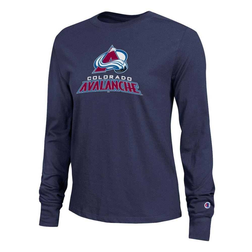 NHL Colorado Avalanche Champion Women's Wordmark Lockup Long Sleeve T-Shirt - Navy