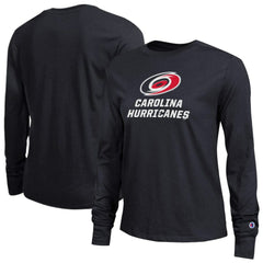 NHL Carolina Hurricanes Champion Women's Wordmark Lockup Long Sleeve T-Shirt - Black