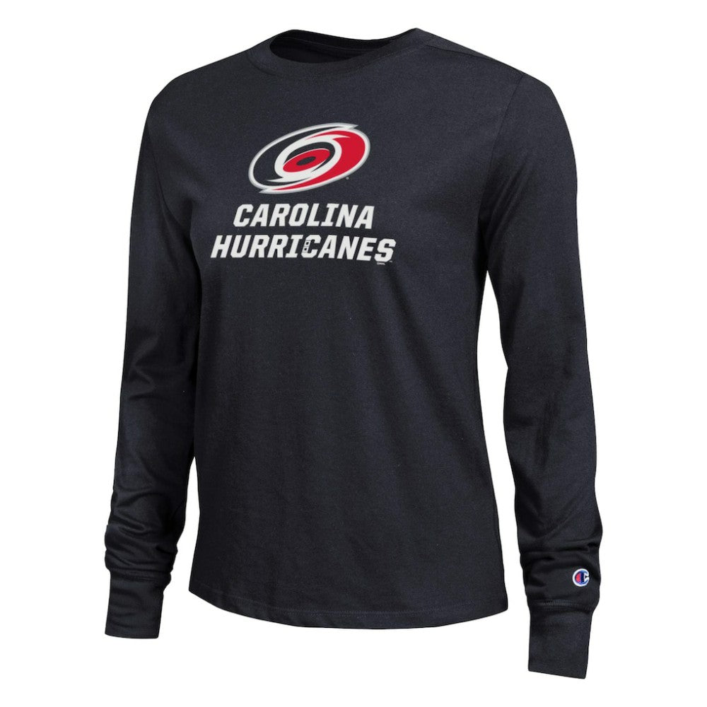 NHL Carolina Hurricanes Champion Women's Wordmark Lockup Long Sleeve T-Shirt - Black