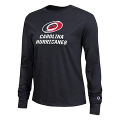 NHL Carolina Hurricanes Champion Women's Wordmark Lockup Long Sleeve T-Shirt - Black