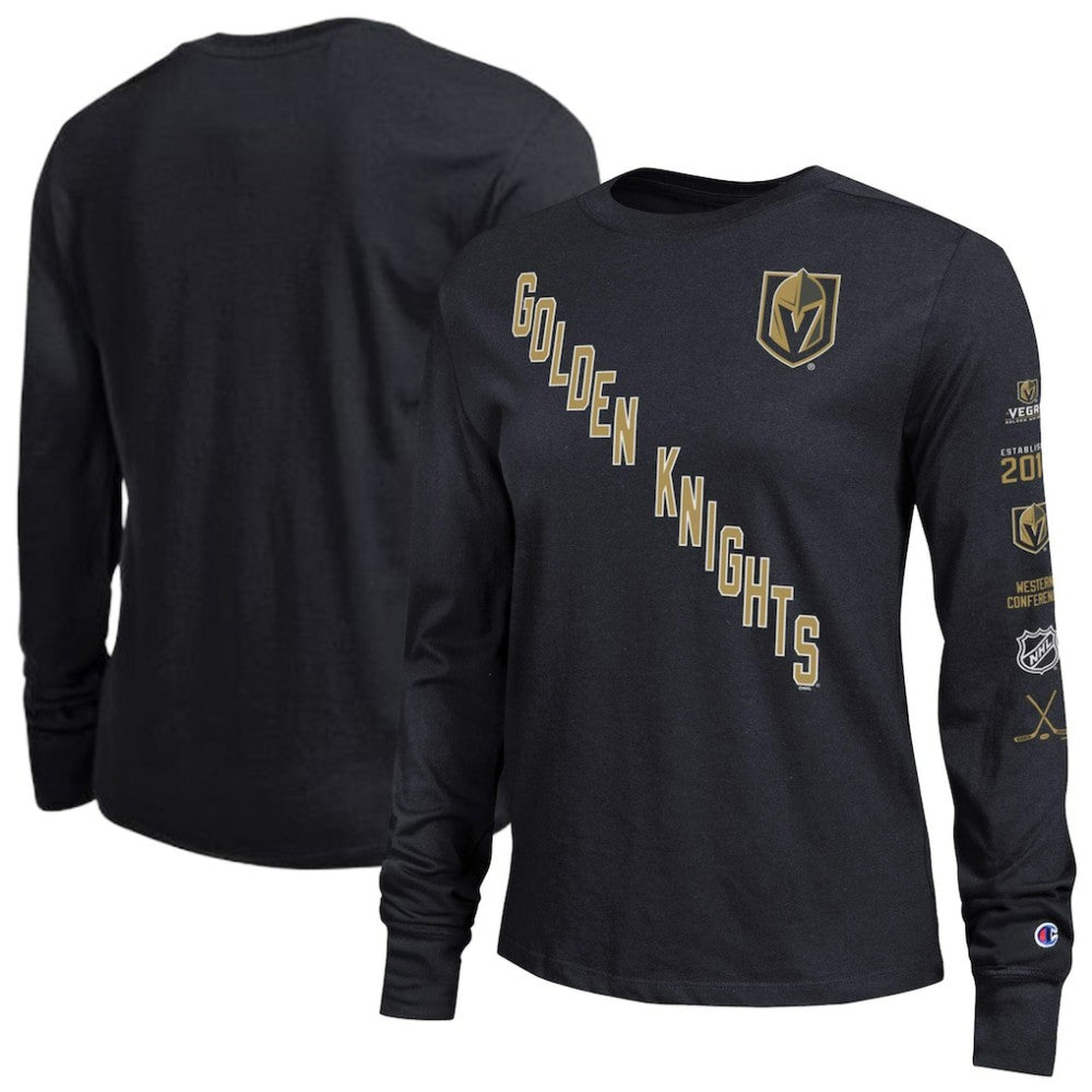NHL Vegas Golden Knights Champion Women's 2-Hit Long Sleeve T-Shirt - Black