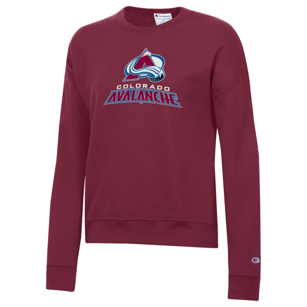 NHL Colorado Avalanche Champion Women's Wordmark Lockup Powerblend Sweatshirt - Burgundy