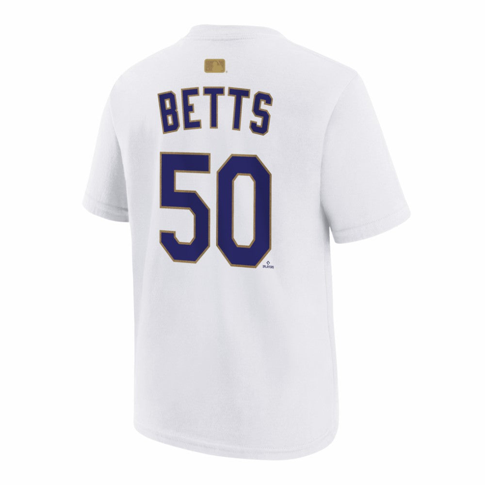 Mookie Betts Los Angeles Dodgers Nike Youth 2026 Gold Collection Name & Number T-Shirt - White T-shirts