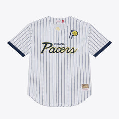 NBA Indiana Pacers Mitchell & Ness Head Coach Pinstripe Mesh Full-Button Baseball Jersey - White