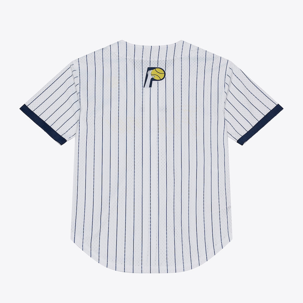 NBA Indiana Pacers Mitchell & Ness Head Coach Pinstripe Mesh Full-Button Baseball Jersey - White