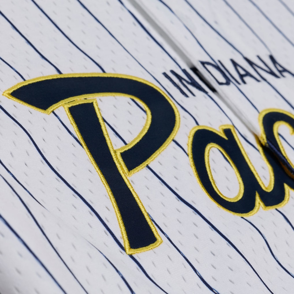 NBA Indiana Pacers Mitchell & Ness Head Coach Pinstripe Mesh Full-Button Baseball Jersey - White