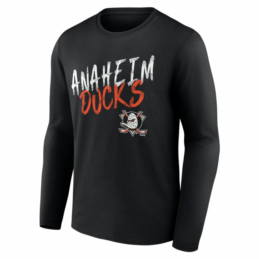 NHL,Custom Anaheim Ducks Hustle Personalized Name & Number Long Sleeve T-Shirt - Black