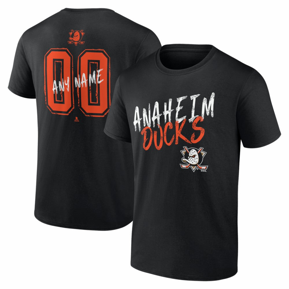 NHL,Custom Anaheim Ducks Hustle Personalized Name & Number T-Shirt - Black
