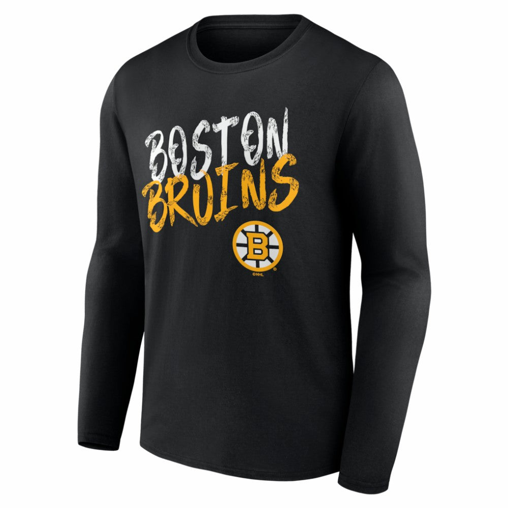NHL,Custom Boston Bruins Hustle Personalized Name & Number Long Sleeve T-Shirt - Black
