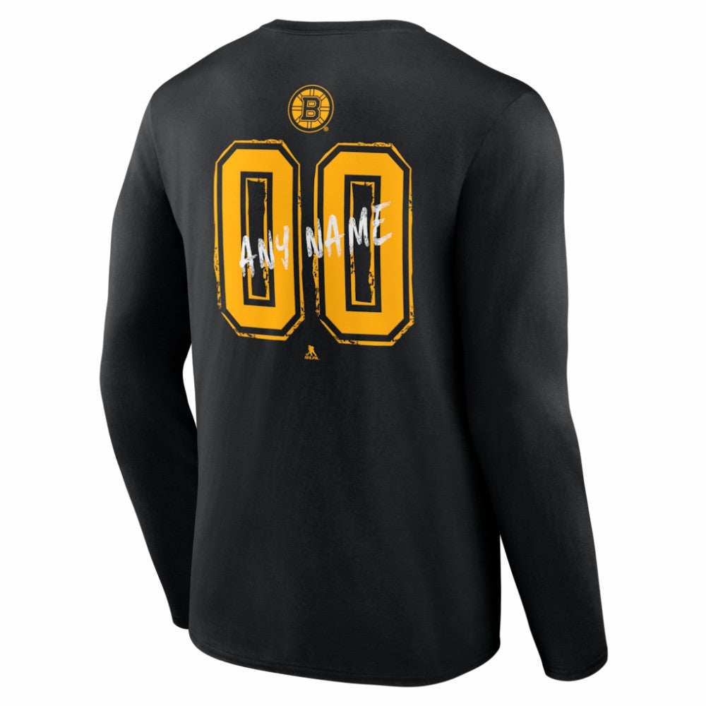 NHL,Custom Boston Bruins Hustle Personalized Name & Number Long Sleeve T-Shirt - Black