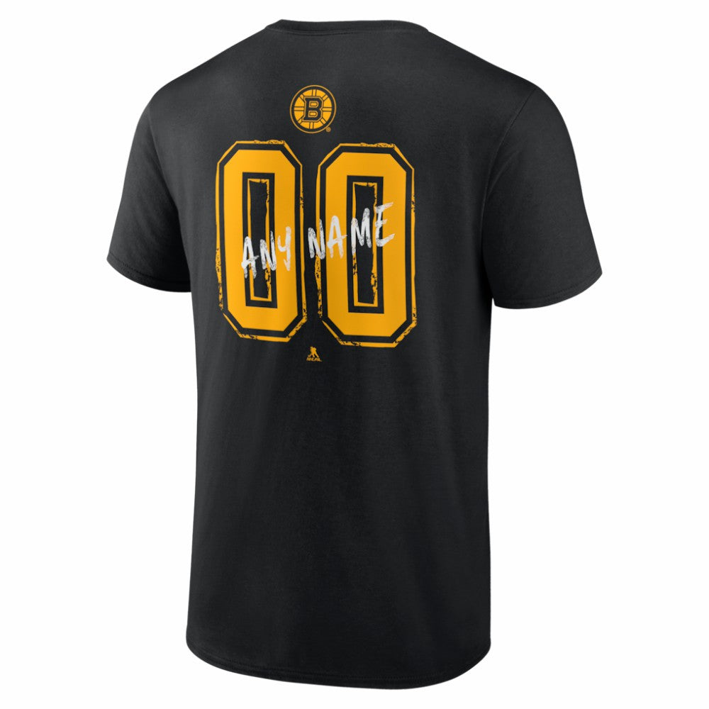 NHL,Custom Boston Bruins Hustle Personalized Name & Number T-Shirt - Black