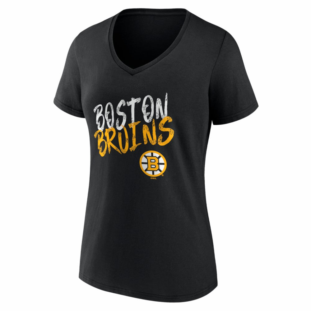 NHL,Custom Boston Bruins Women's Hustle Personalized Name & Number V-Neck T-Shirt - Black